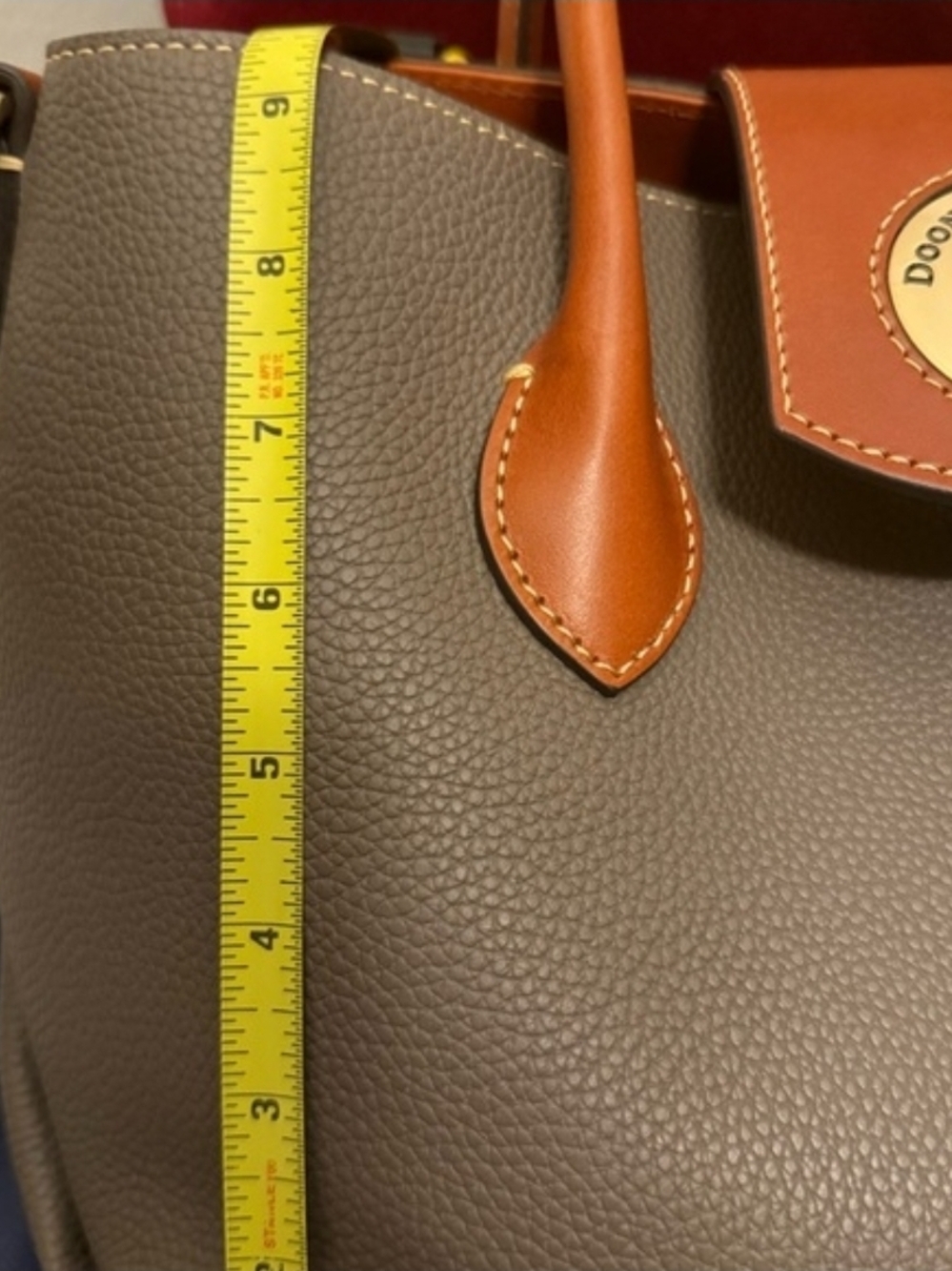 Dooney & Bourke Gray Pebble Leather Satchel with Tan Trim - Picture 13 of 15